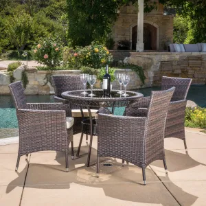 Outdoor Multibrown Wicker 5pc Dining Set - NH958592 patio chairs, outdoor seating