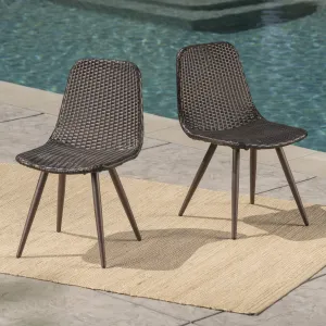 Outdoor Multibrown Wicker Dining Chairs with Dark Brown Powder Coated Legs - NH169103 patio chairs, outdoor seating