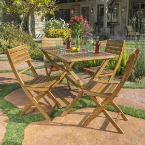 Outdoor Natural Finish Acacia Wood Foldable Dining Set - NH908992 patio chairs, outdoor seating