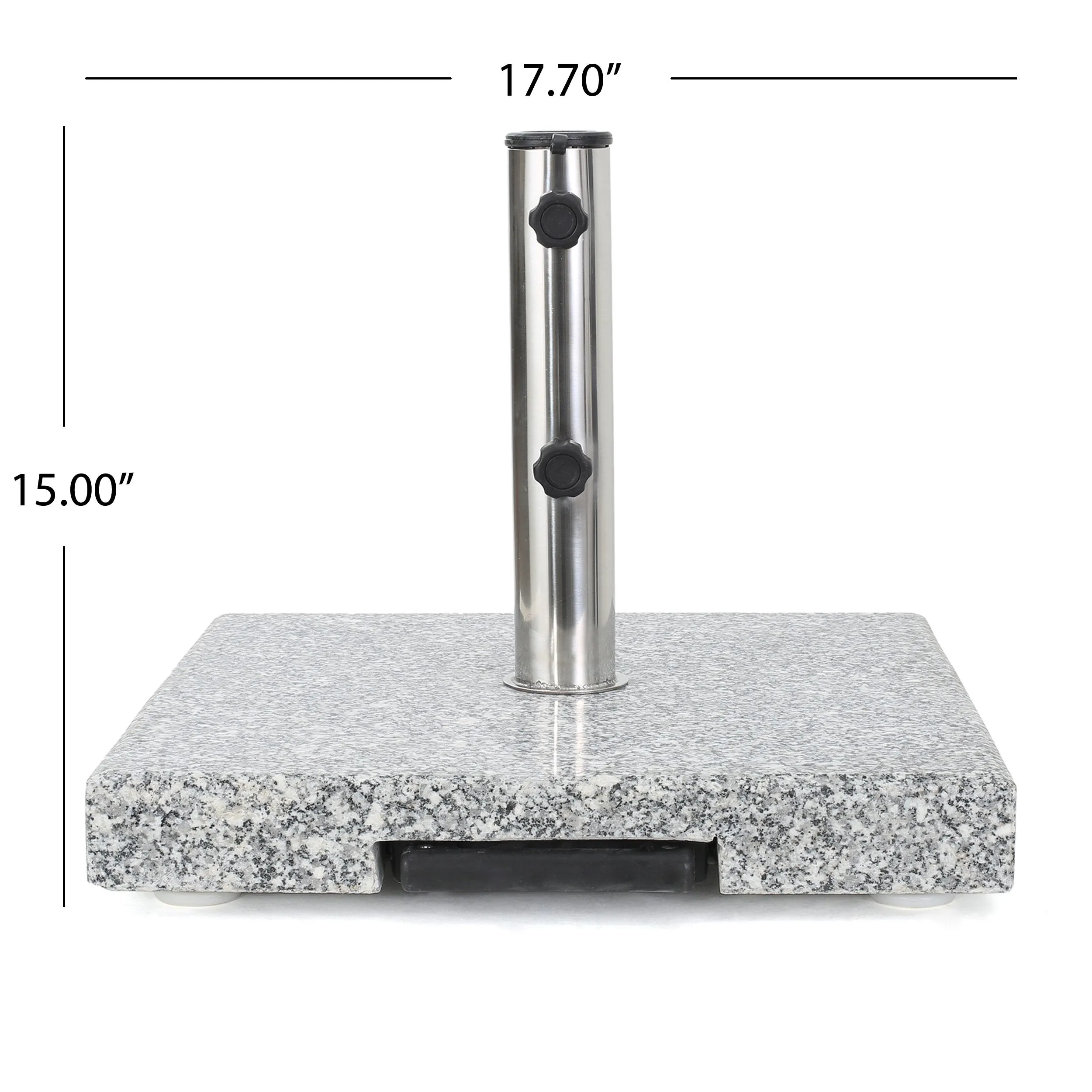 Outdoor Natural Grey Granite and Stainless Steel Umbrella Base - NH873003