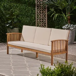 Outdoor Open Slat Acacia Wood 3-Seater Sofa w/ Water-Resistant Cushions - NH197703 stair tread rug, stair mat