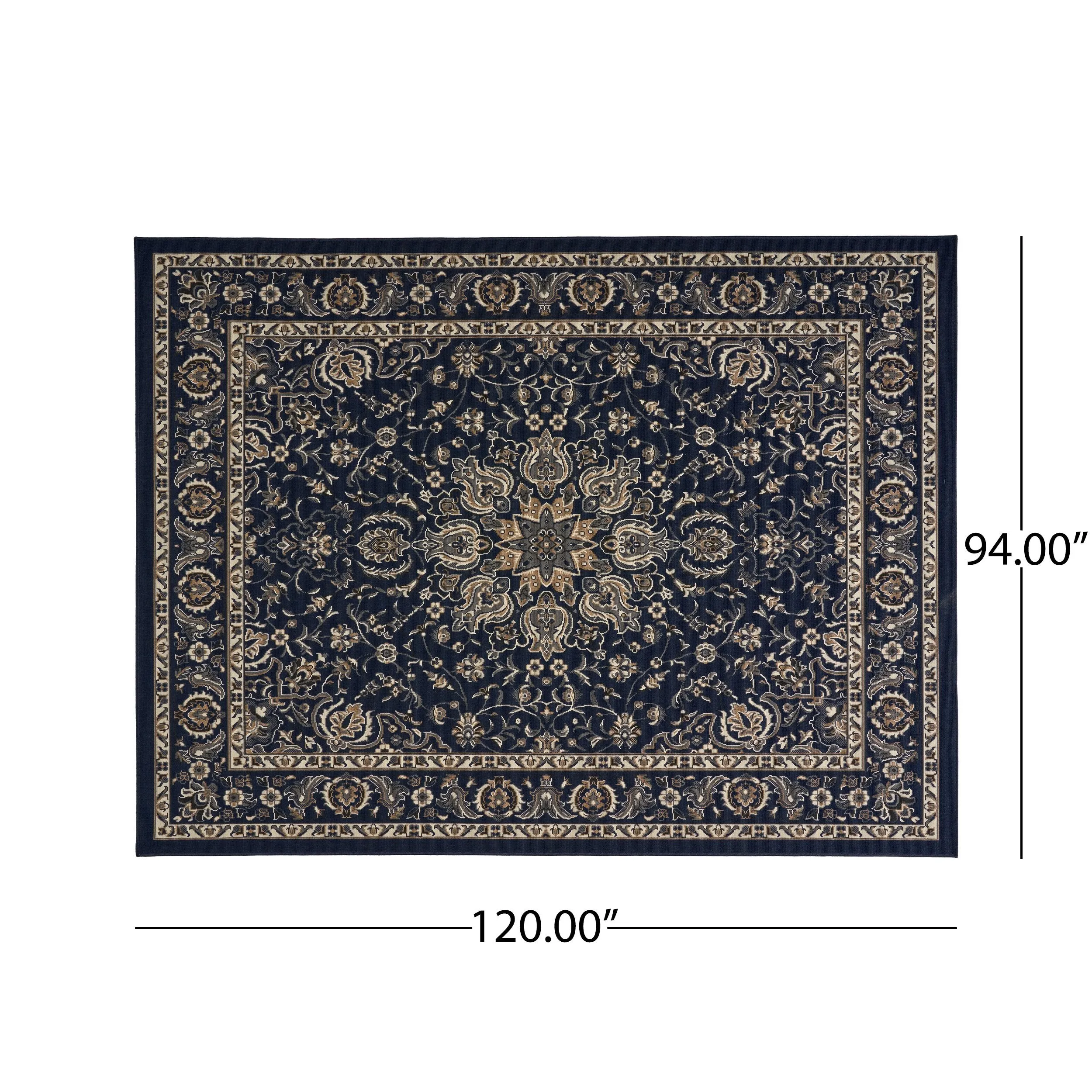 Outdoor Oriental Area Rug, Navy and Gray - NH545803