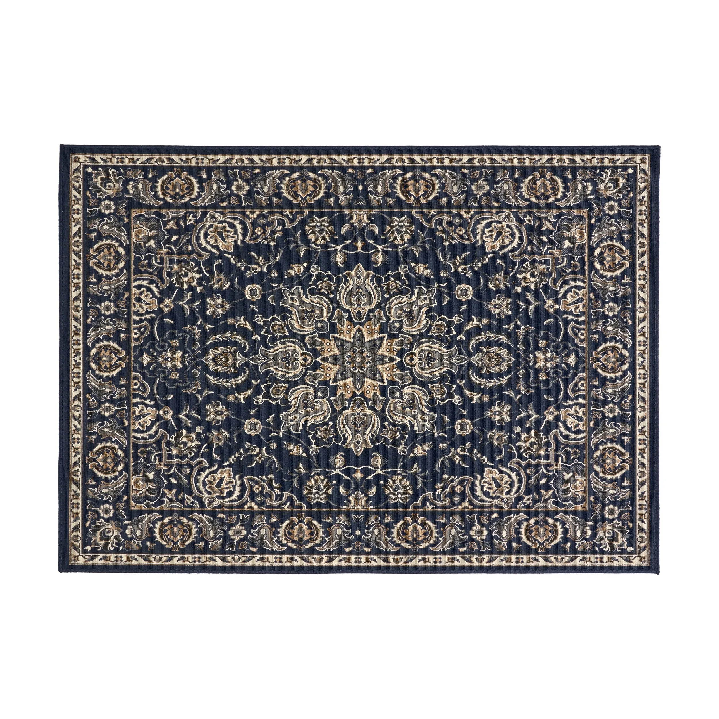 Outdoor Oriental Area Rug, Navy and Gray - NH545803