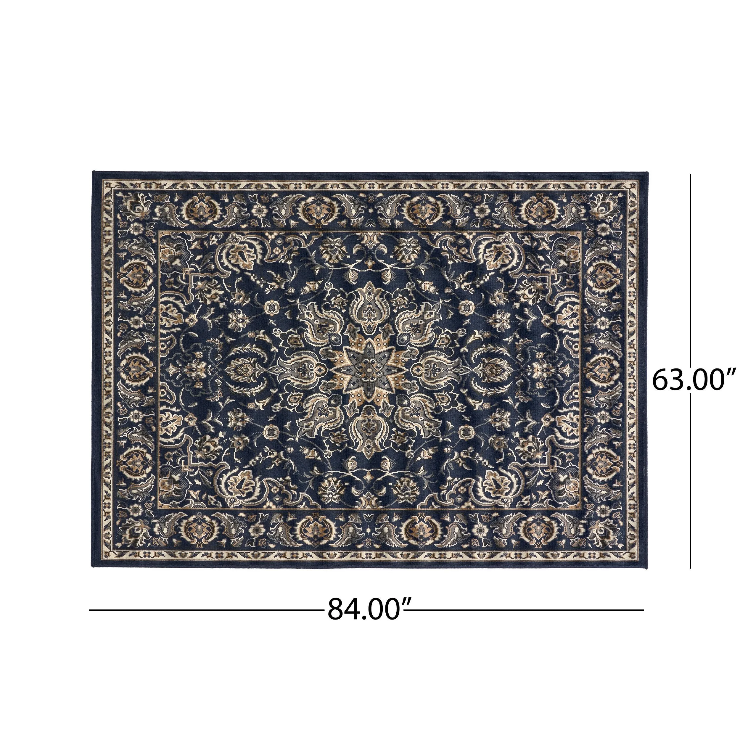 Outdoor Oriental Area Rug, Navy and Gray - NH545803