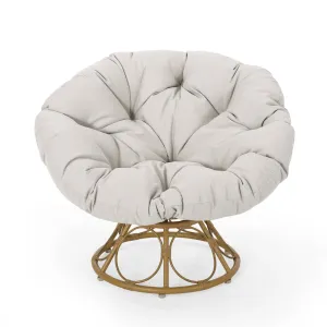 Outdoor Papasan Swivel Chair with Water Resistant Cushion - NH630313 patio chairs, outdoor seating