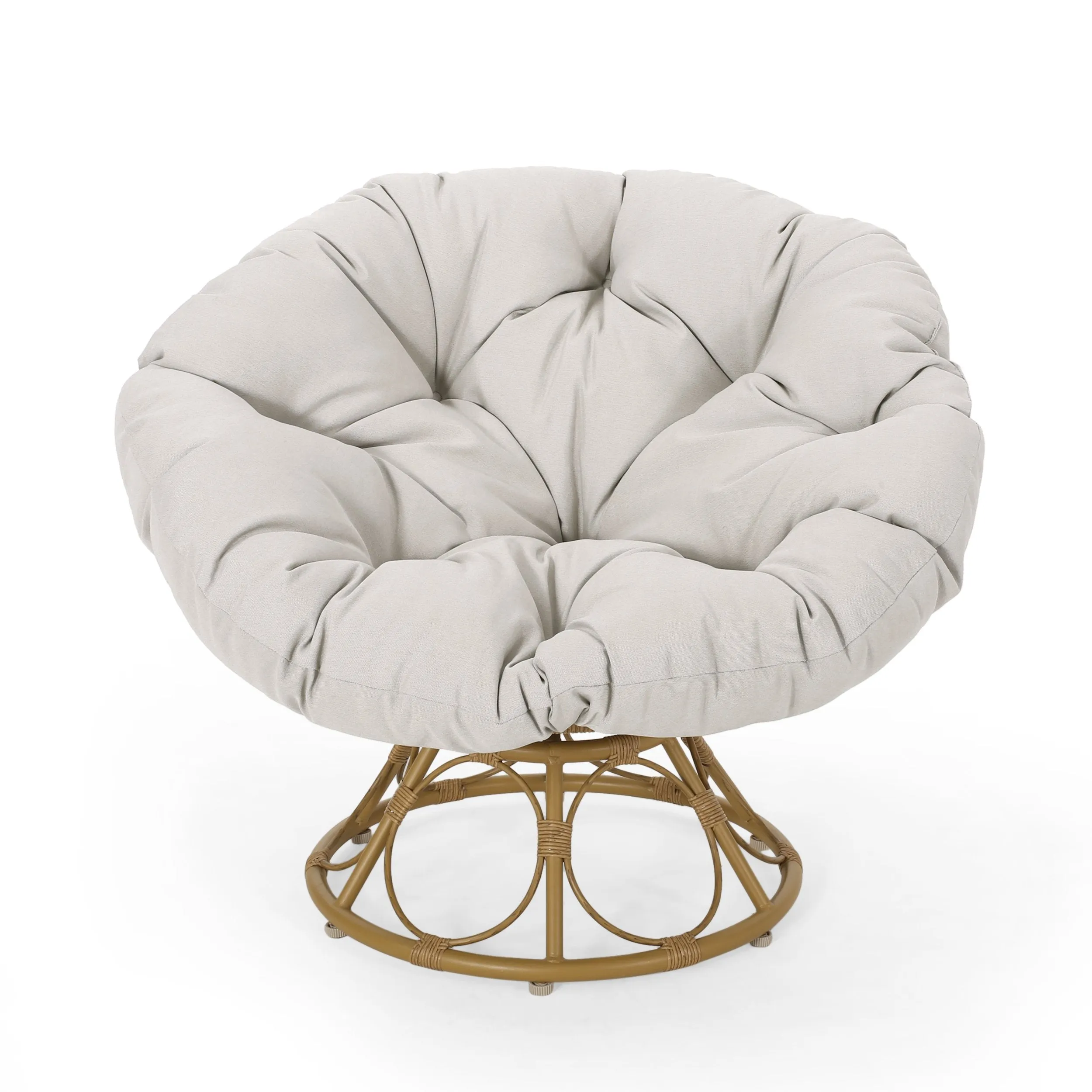 Outdoor Papasan Swivel Chair with Water Resistant Cushion - NH630313 patio chairs, outdoor seating