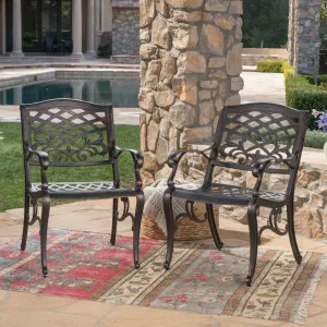 Outdoor Patina Copper Finished Aluminum Dining Chairs (Set of 2) - NH553303 chandelier, pendant light