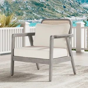 Outdoor Patio Club Chair  Solid Acacia Wood Frame with Criss-Cross Back & Water-Repellent Cushions chandelier, pendant light