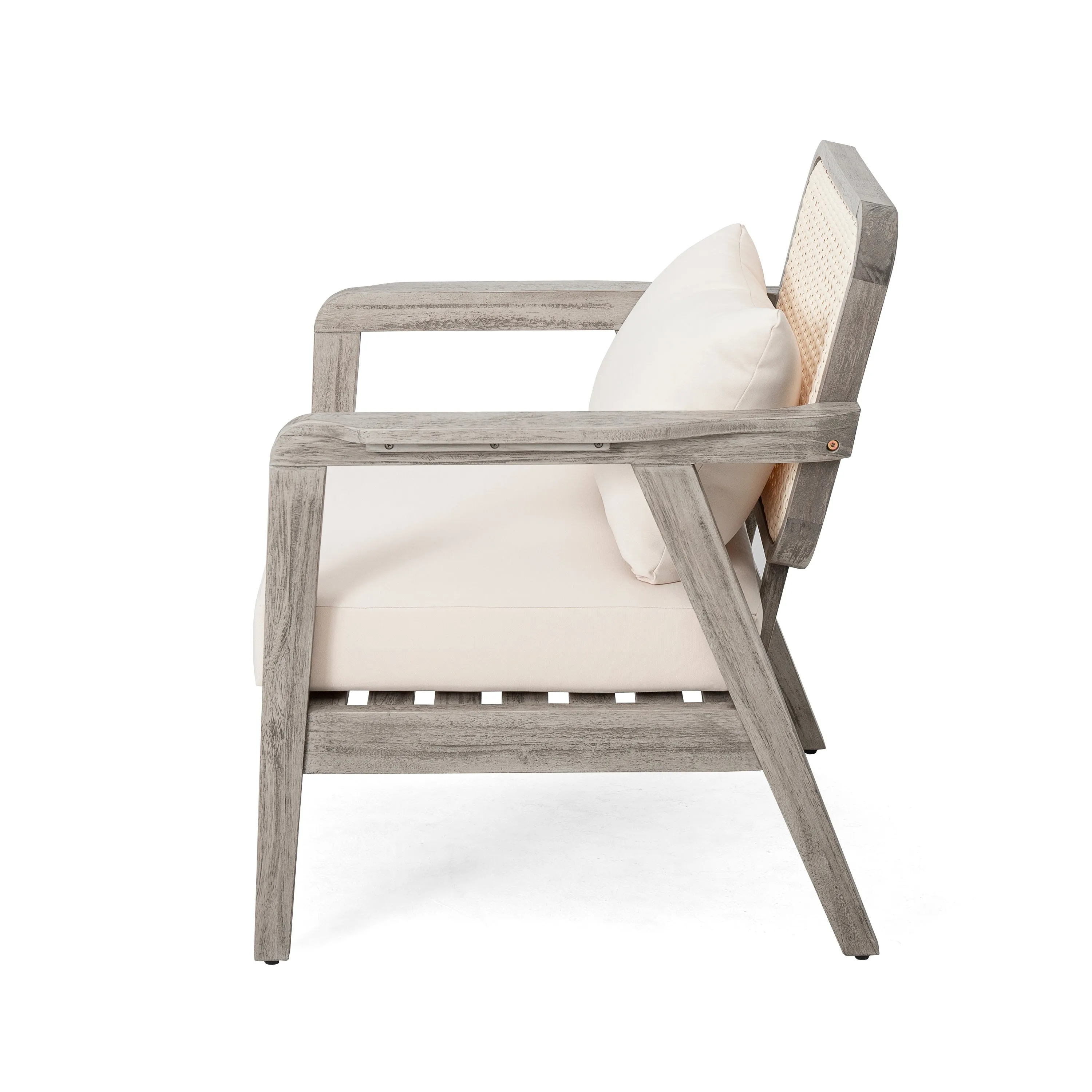 Outdoor Patio Club Chair  Solid Acacia Wood Frame with Criss-Cross Back & Water-Repellent Cushions