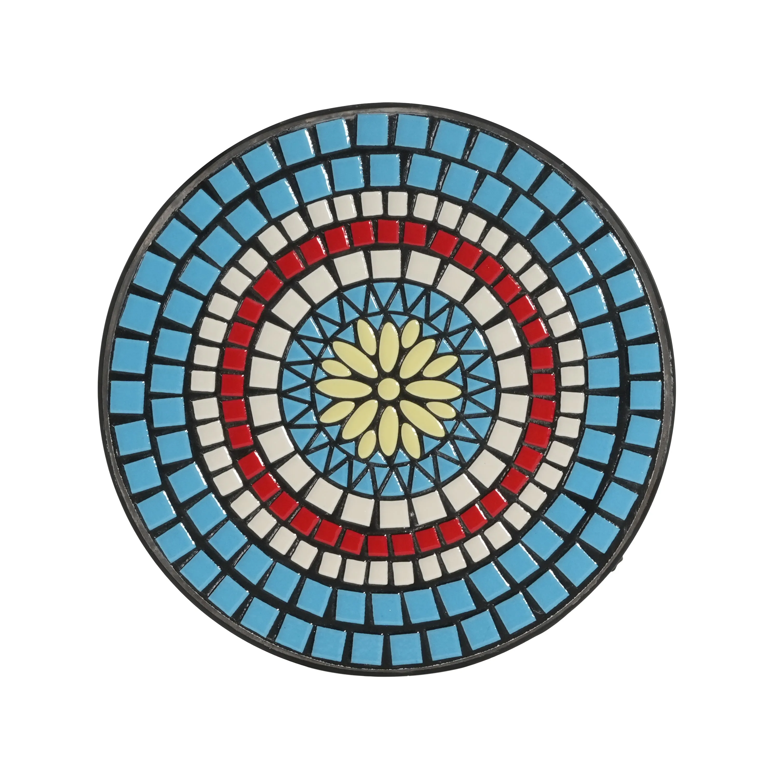 Outdoor Patio Floral Ceramic Side Table, Ceramic Tile
