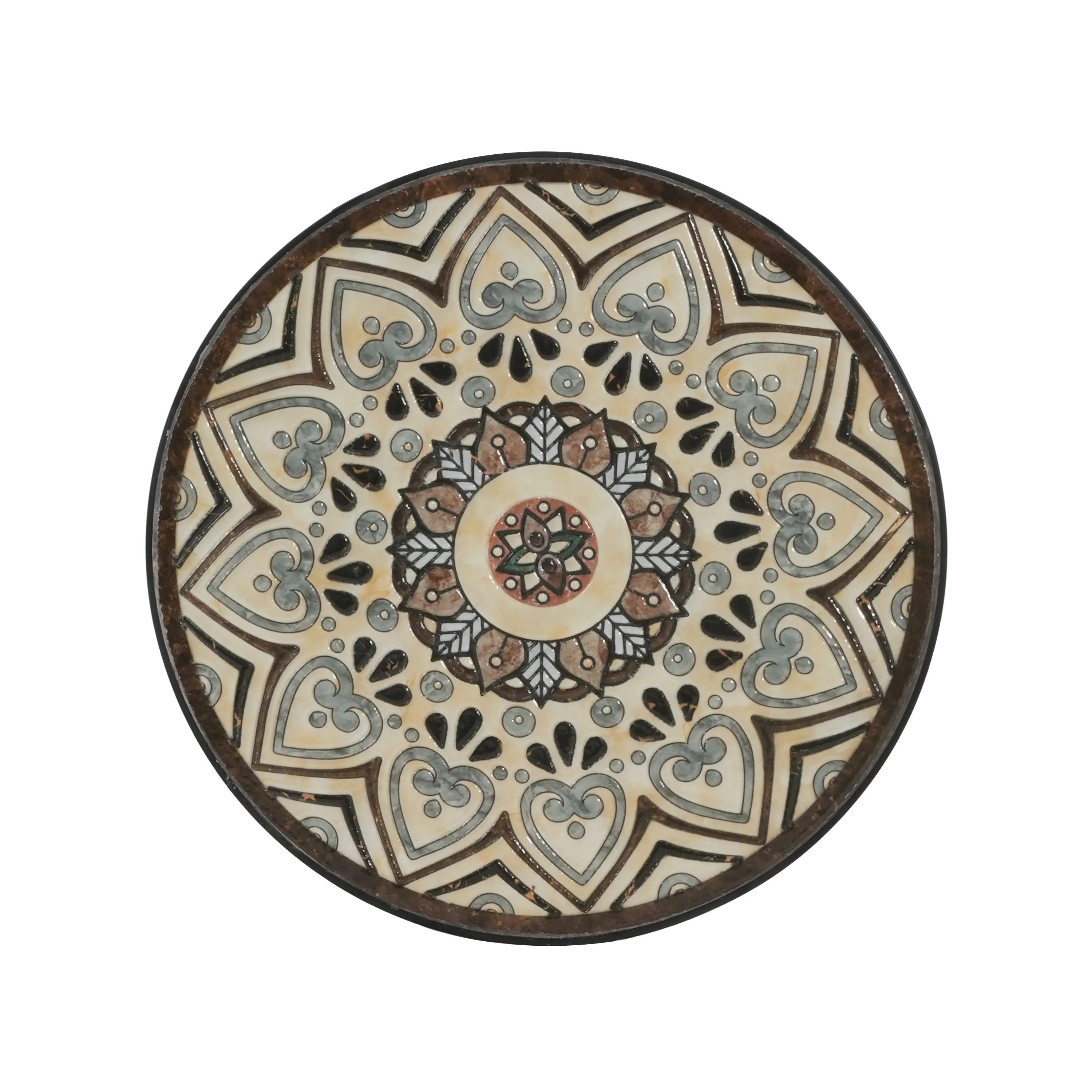 Outdoor Patio Floral Ceramic Side Table, Ceramic Tile