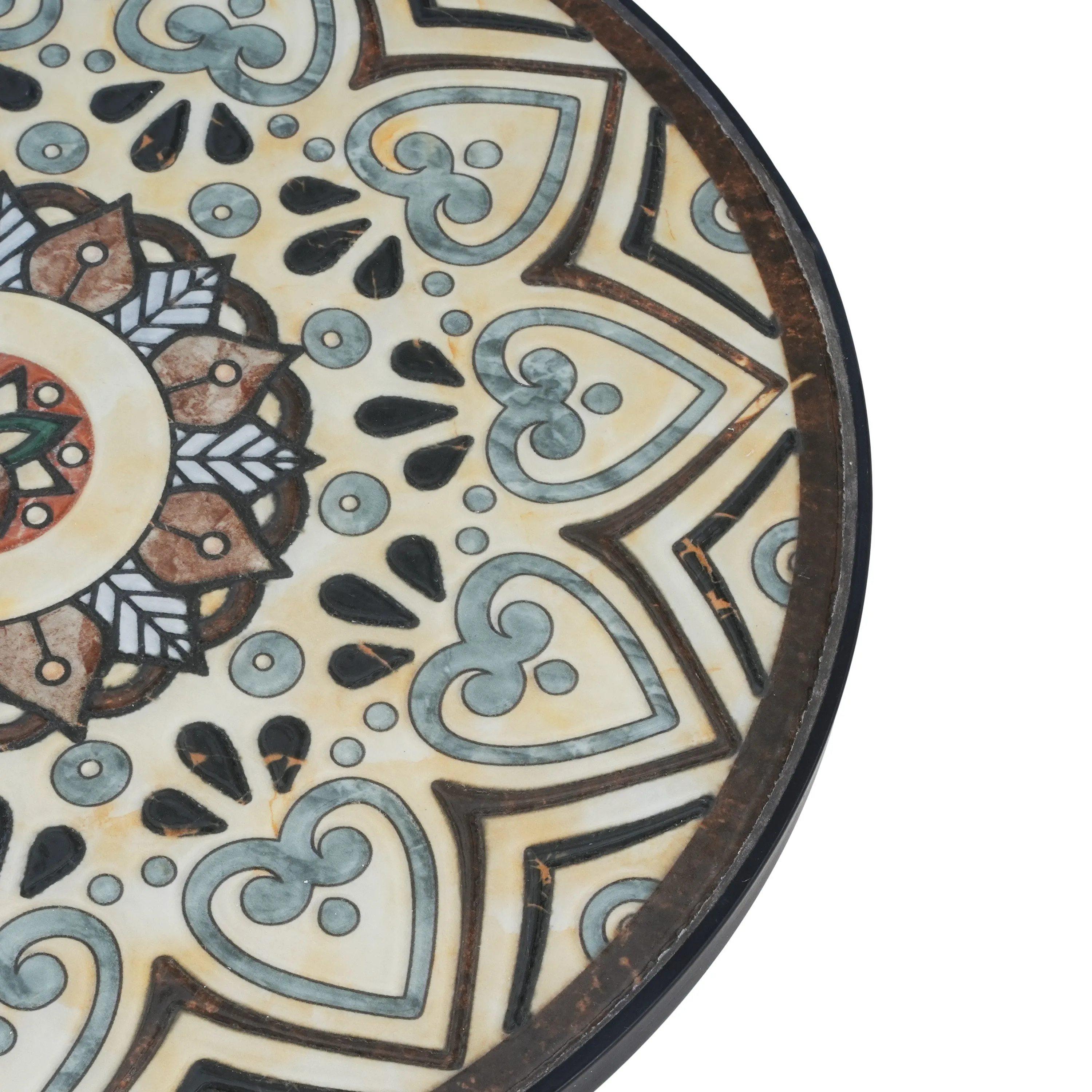 Outdoor Patio Floral Ceramic Side Table, Ceramic Tile