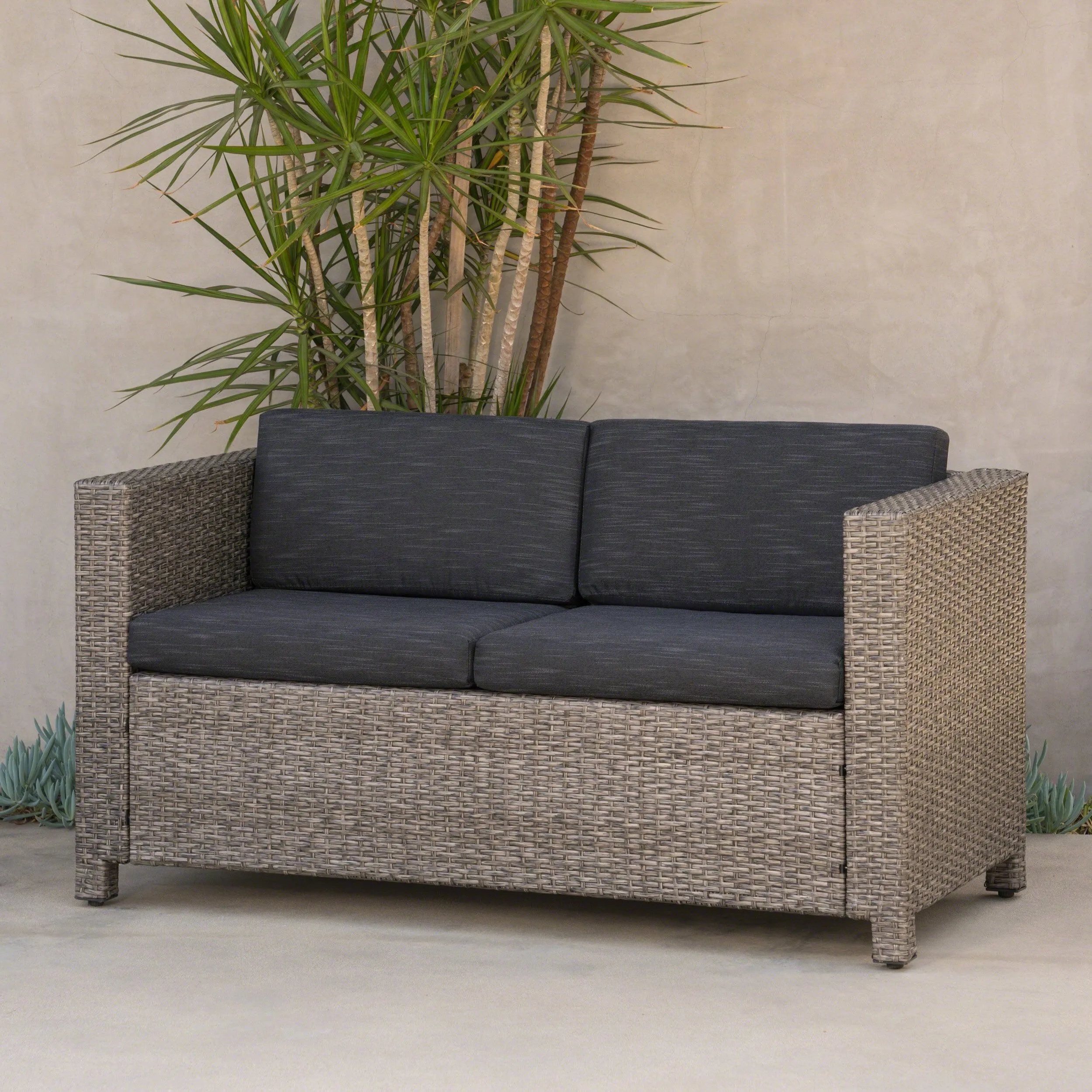 Outdoor PE Wicker Love Seat - NH433403 stair tread rug, stair mat