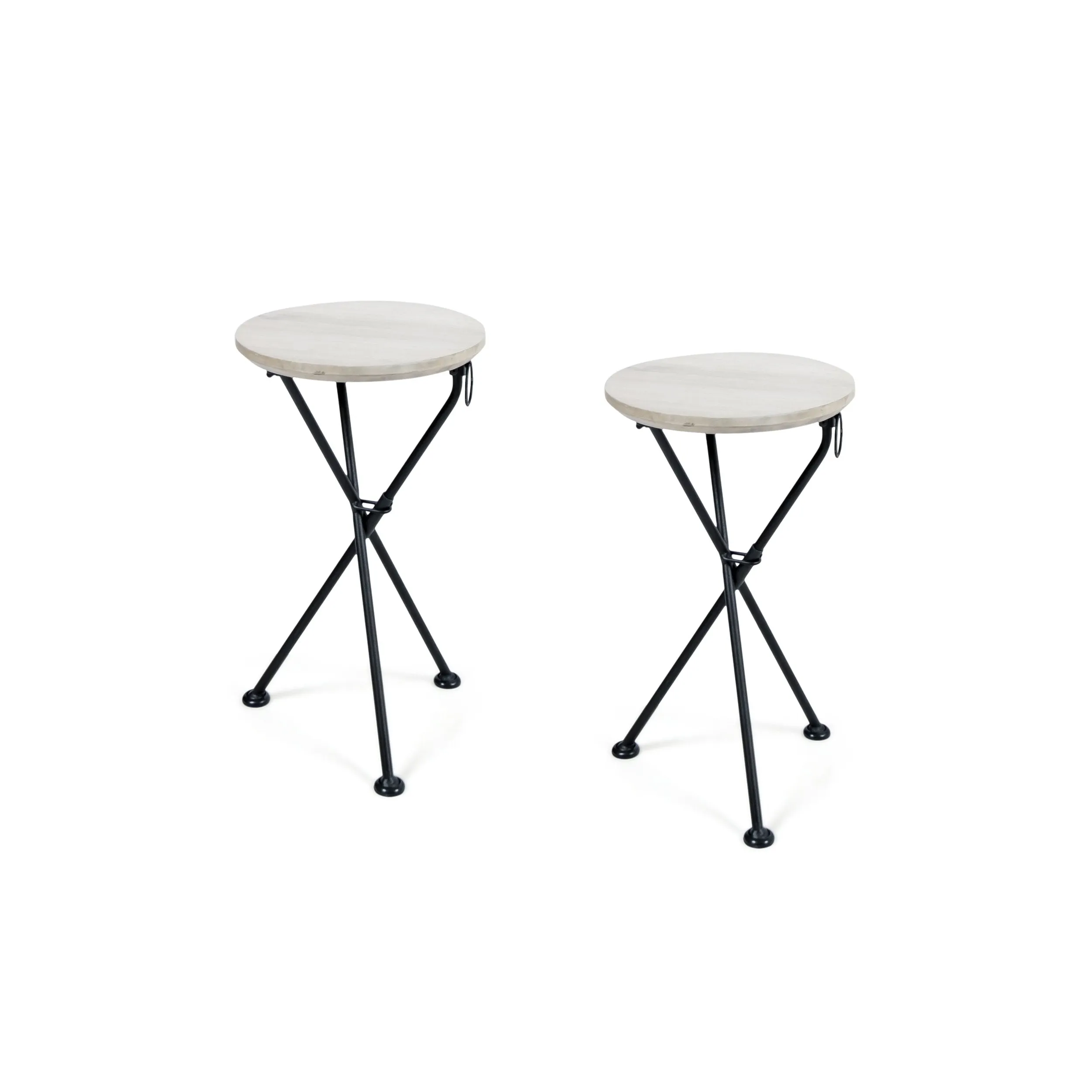 Outdoor Portable Foldable Light Grey Finished Acacia Wood Side Table - NH426303