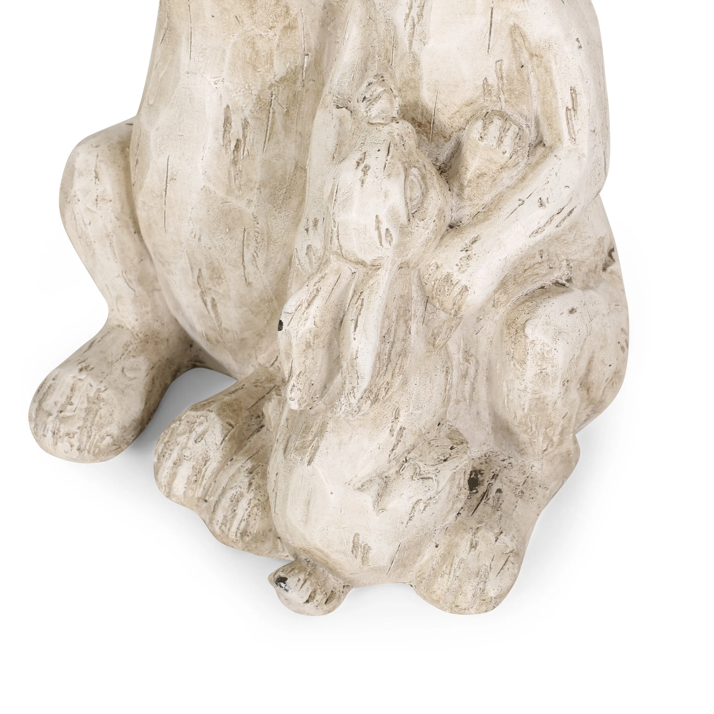 Outdoor Rabbit Family Garden Statue, White - NH399413