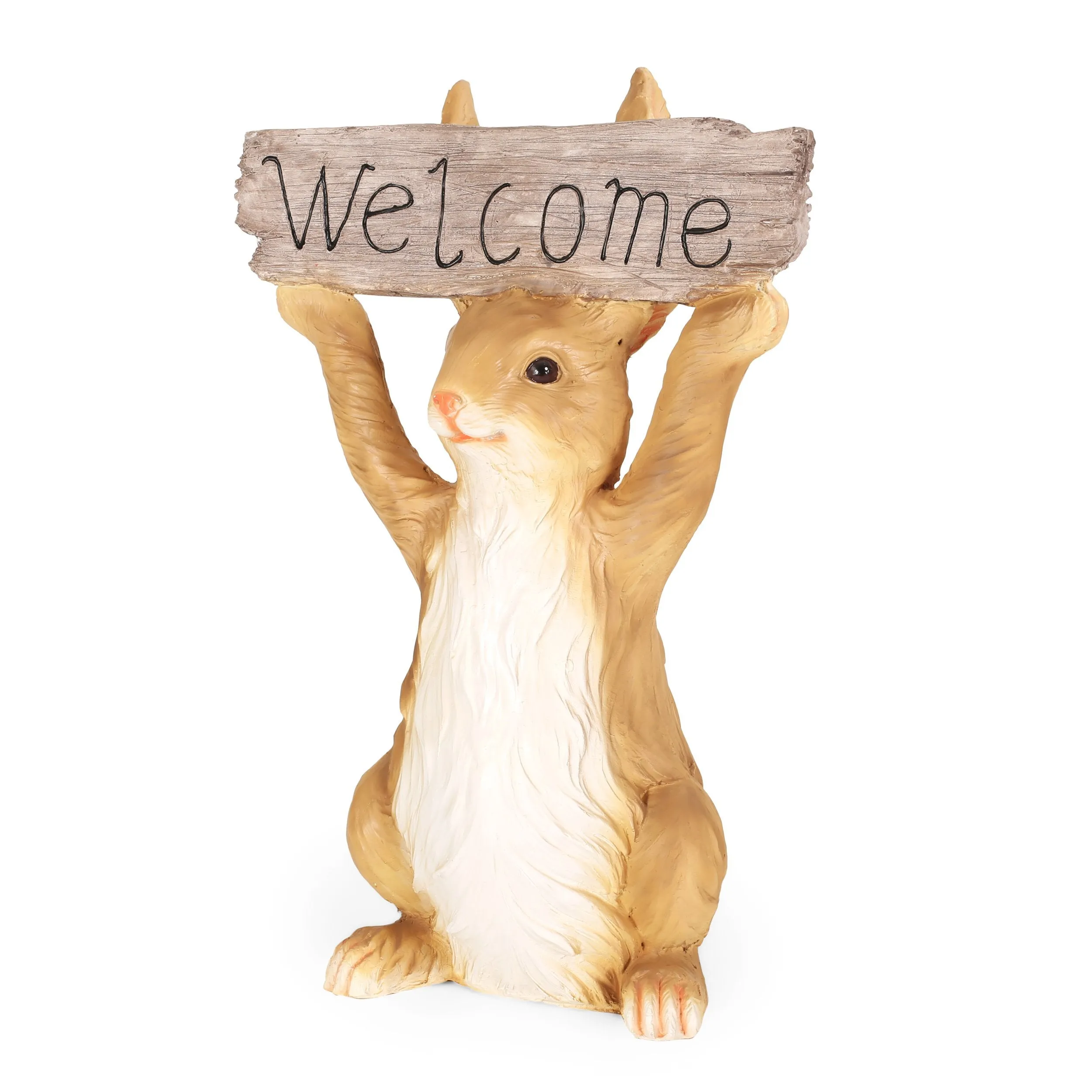 Outdoor Rabbit Garden Statue, White and Brown - NH789413 patio chairs, outdoor seating