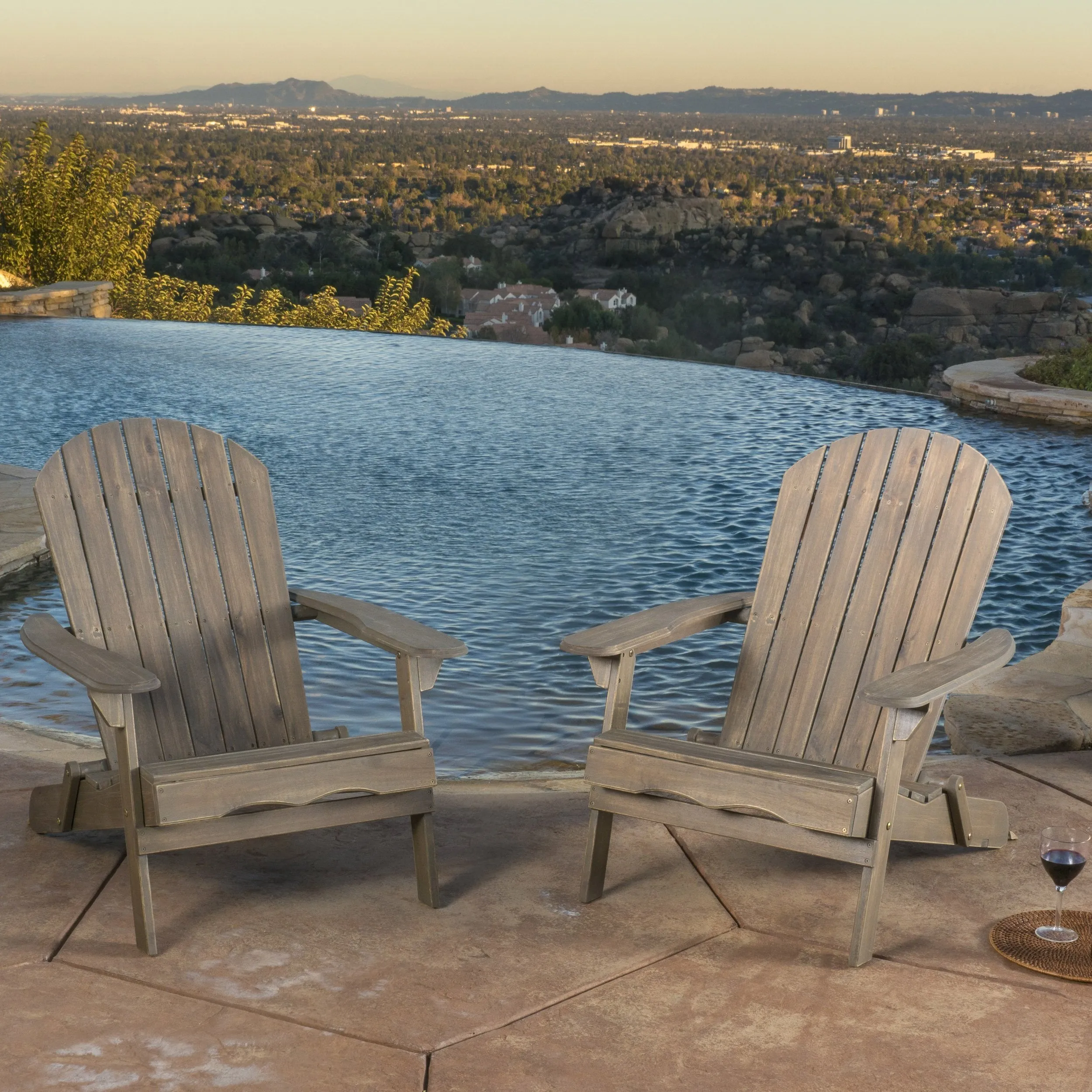 Outdoor Reclining Wood Adirondack Chair with Footrestst - NH256692