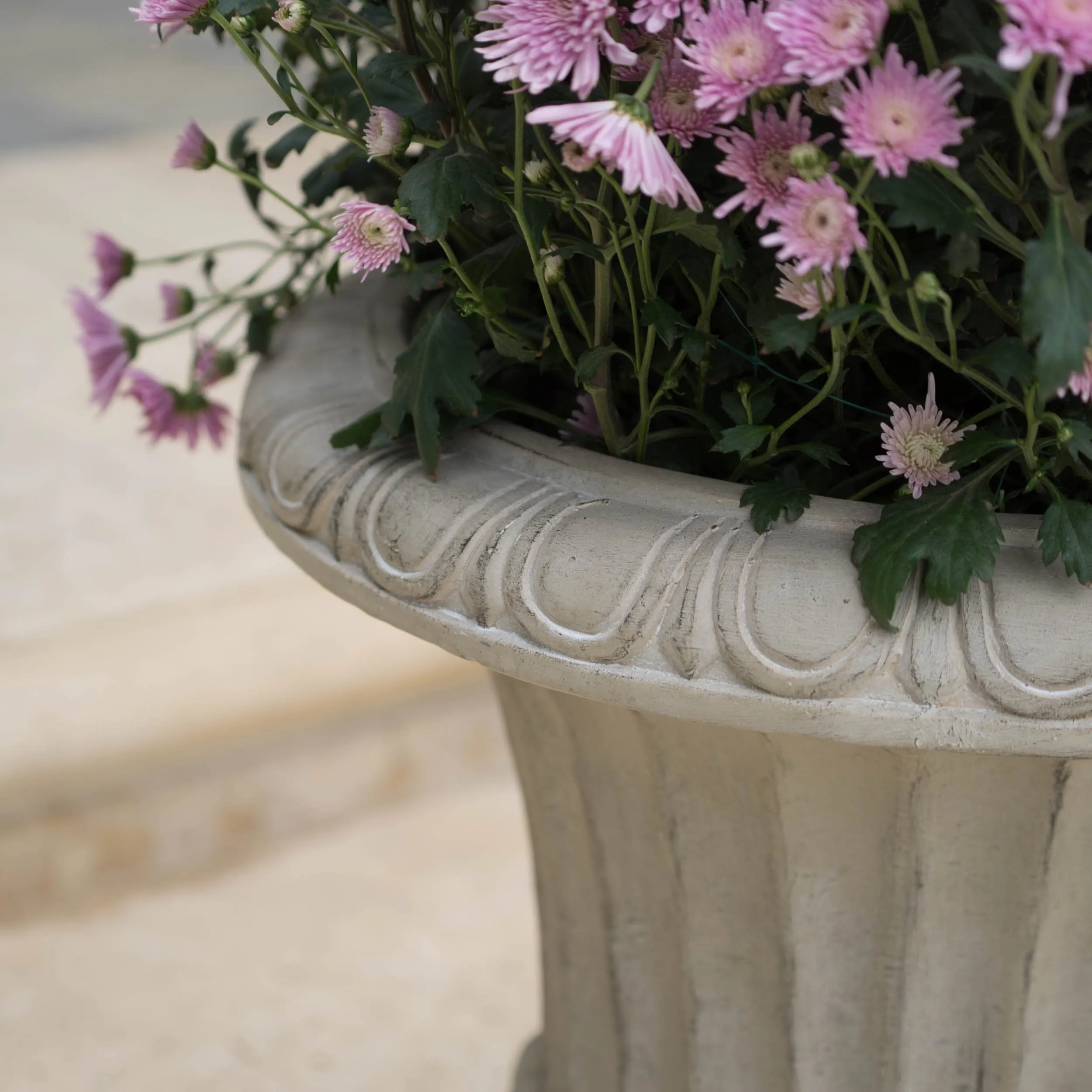 Outdoor Roman Antique Green Stone Garden Urn Planter - NH252712