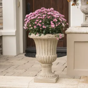Outdoor Roman Antique Green Stone Garden Urn Planter - NH252712 patio chairs, outdoor seating