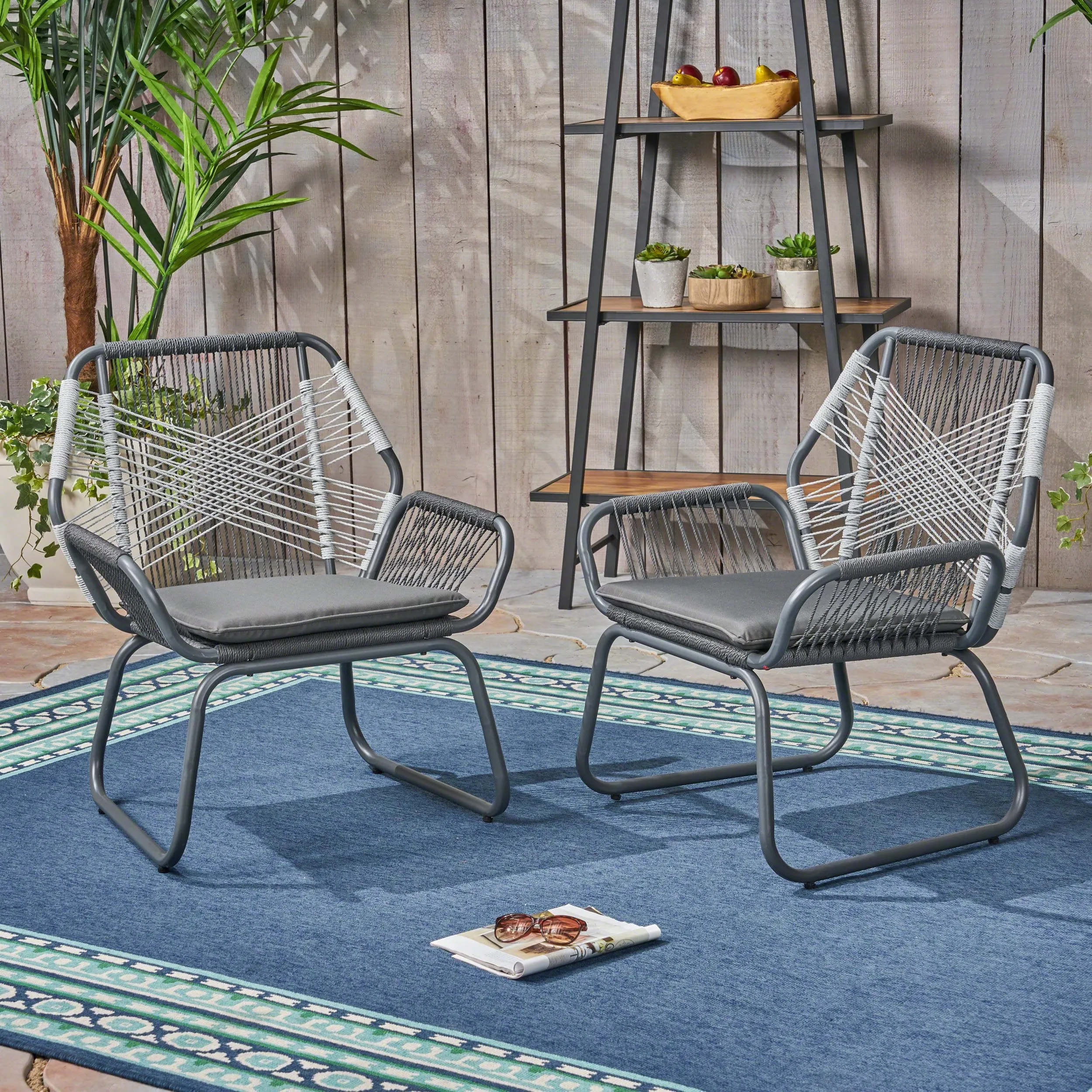 Outdoor Rope and Steel Club Chairs (Set of 2) - NH175503 chandelier, pendant light