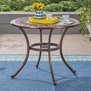 Outdoor Round Cast Aluminum Dining Table, Shiny Copper - NH372603 patio chairs, outdoor seating