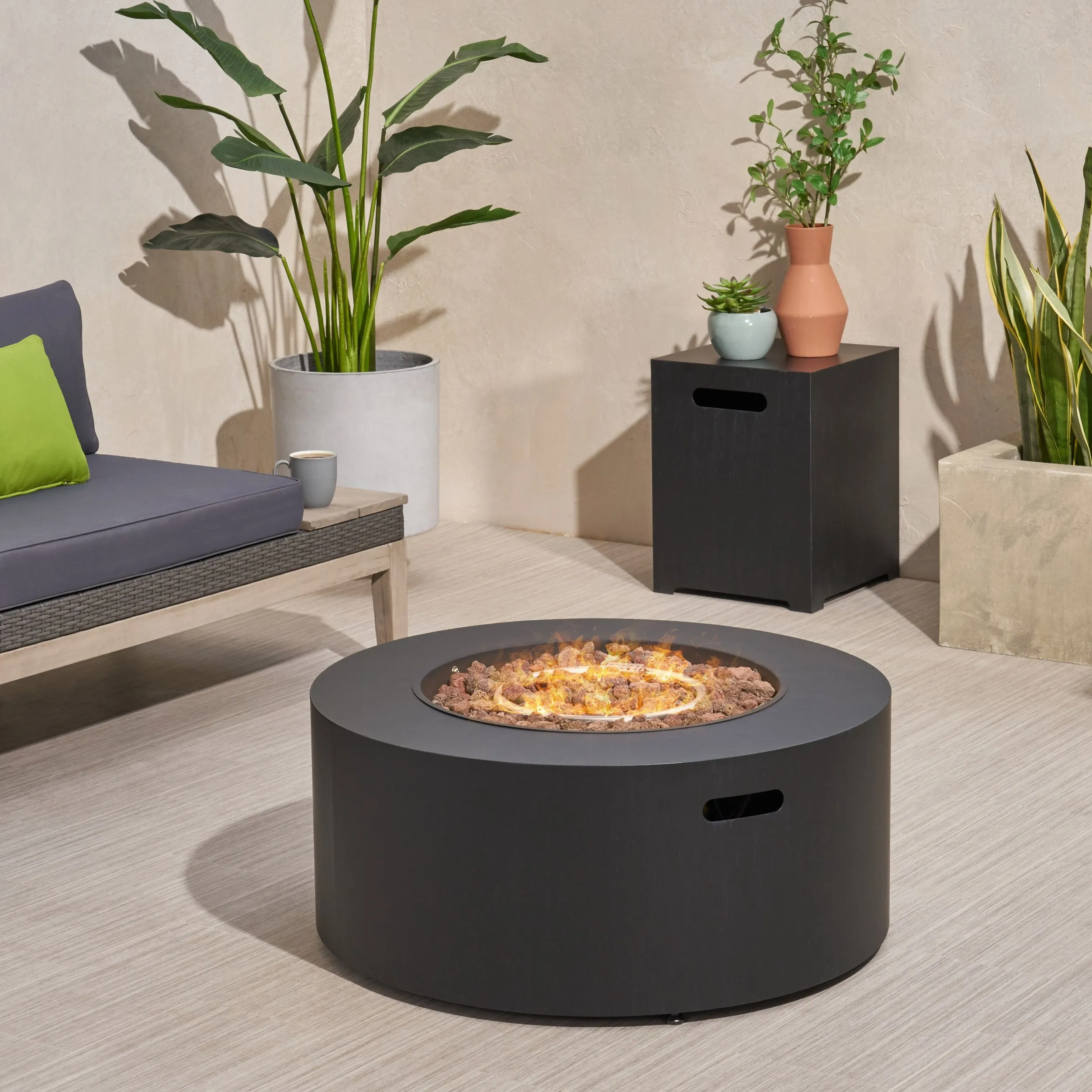 Outdoor Round Fire Pit with Tank Holder - NH371113 floor chair, tatami chair