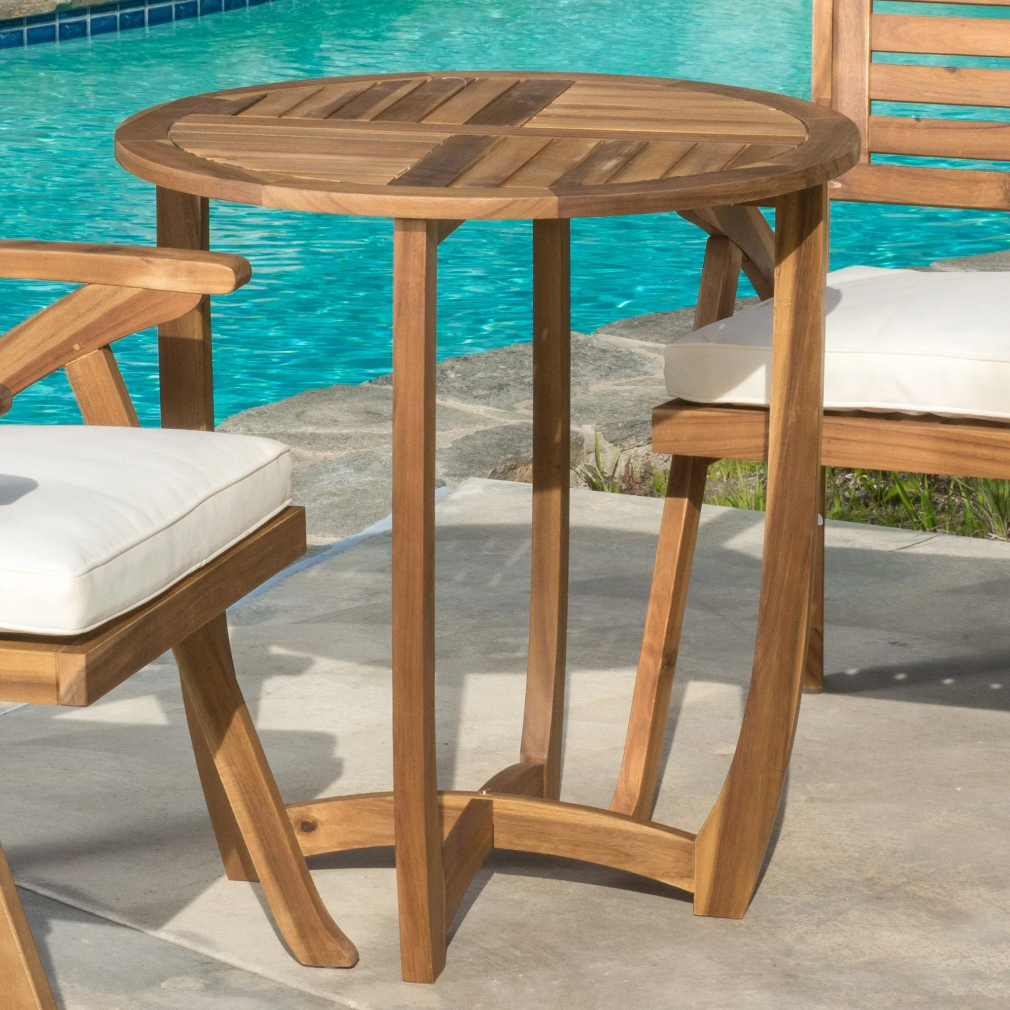 Outdoor Round Wood Side Table - NH775692 patio chairs, outdoor seating