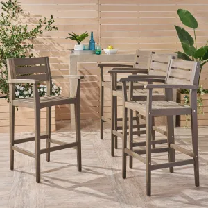 Outdoor Rustic Acacia Wood Barstool (Set of 4) - NH585603 patio chairs, outdoor seating