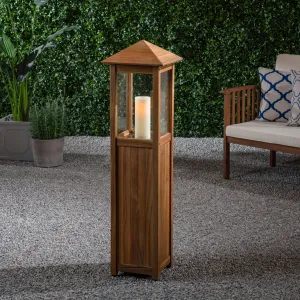 Outdoor Rustic Acacia Wood Candle Lantern - NH435603 patio chairs, outdoor seating