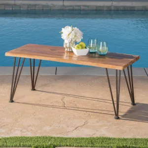 Outdoor Rustic Finished Iron & Acacia Wood Coffee Table - NH009003 coffee table, accent table