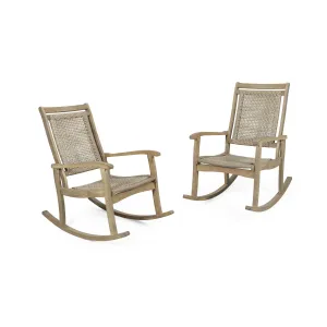 Outdoor Rustic Wicker Rocking Chairs (Set of 2) - NH531313 chandelier, pendant light