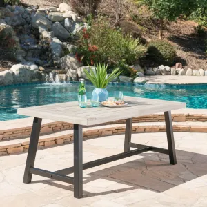 Outdoor Sandblast Finish Acacia Wood Dining Table with Metal Finish Frame - NH009303 patio chairs, outdoor seating