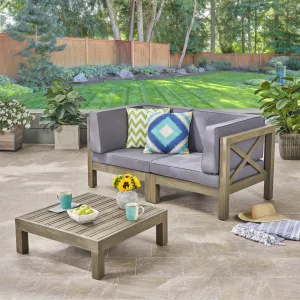 Outdoor Sectional Loveseat Set with Coffee Table  2-Seater  Acacia Wood  Water-Resistant Cushions - NH496603 serving bowl, serving dish