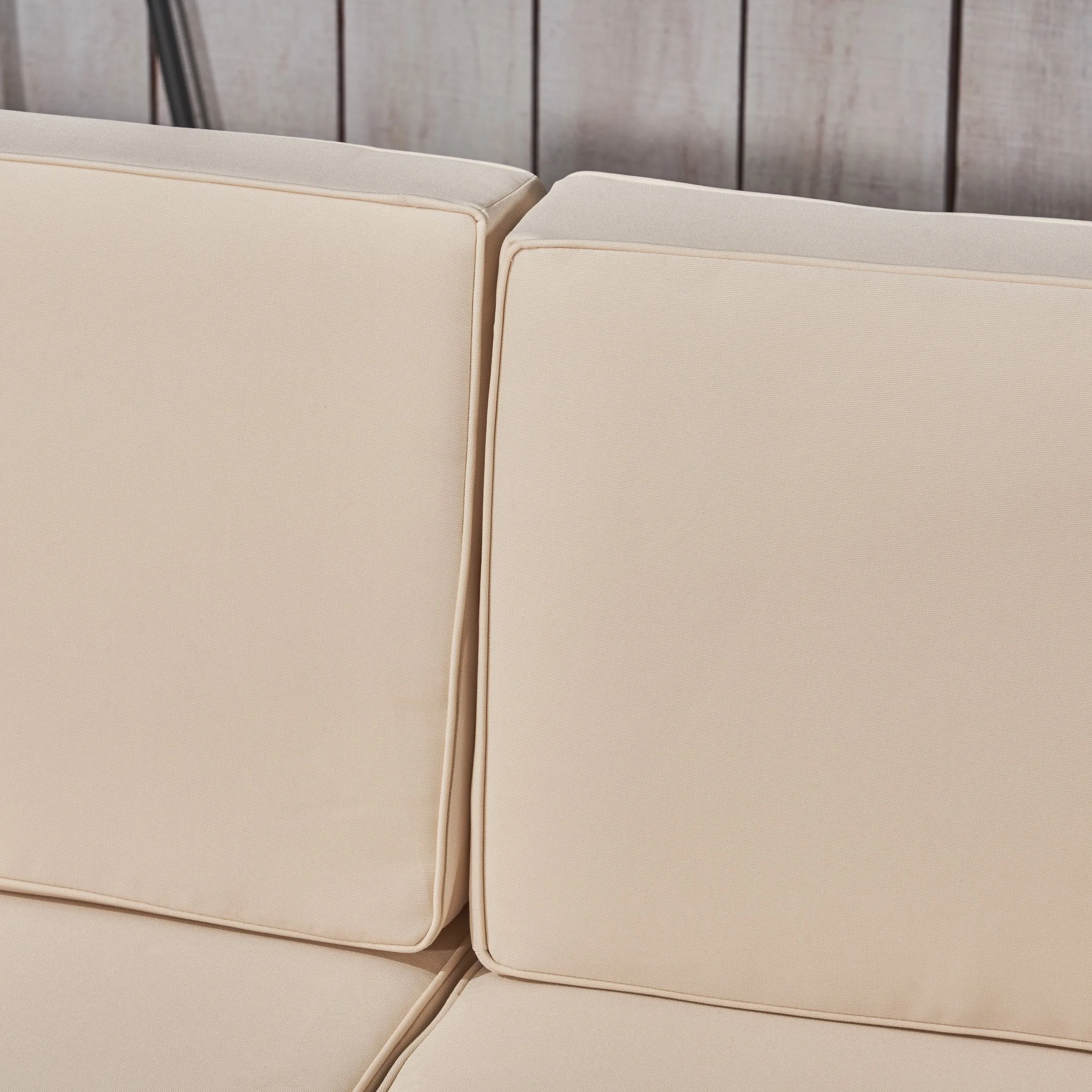 Outdoor Sectional Sofa Set with Coffee Table - 4-Piece 3-Seater - Acacia Wood - Outdoor Cushions - NH350703