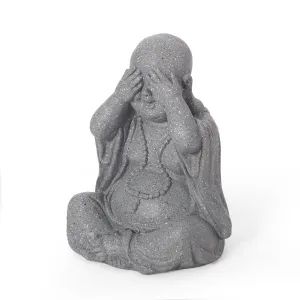 Outdoor See No Evil Monk Garden Statue, Stone Gray - NH563413 patio chairs, outdoor seating