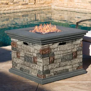Outdoor Square Liquid Propane Fire Pit with Lava Rocks - NH785692 floor chair, tatami chair