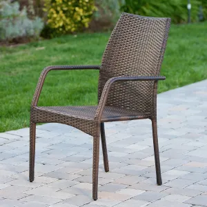 Outdoor Stacking Multi-Brown Wicker Chairs (Set of 2) - NH812832 patio chairs, outdoor seating