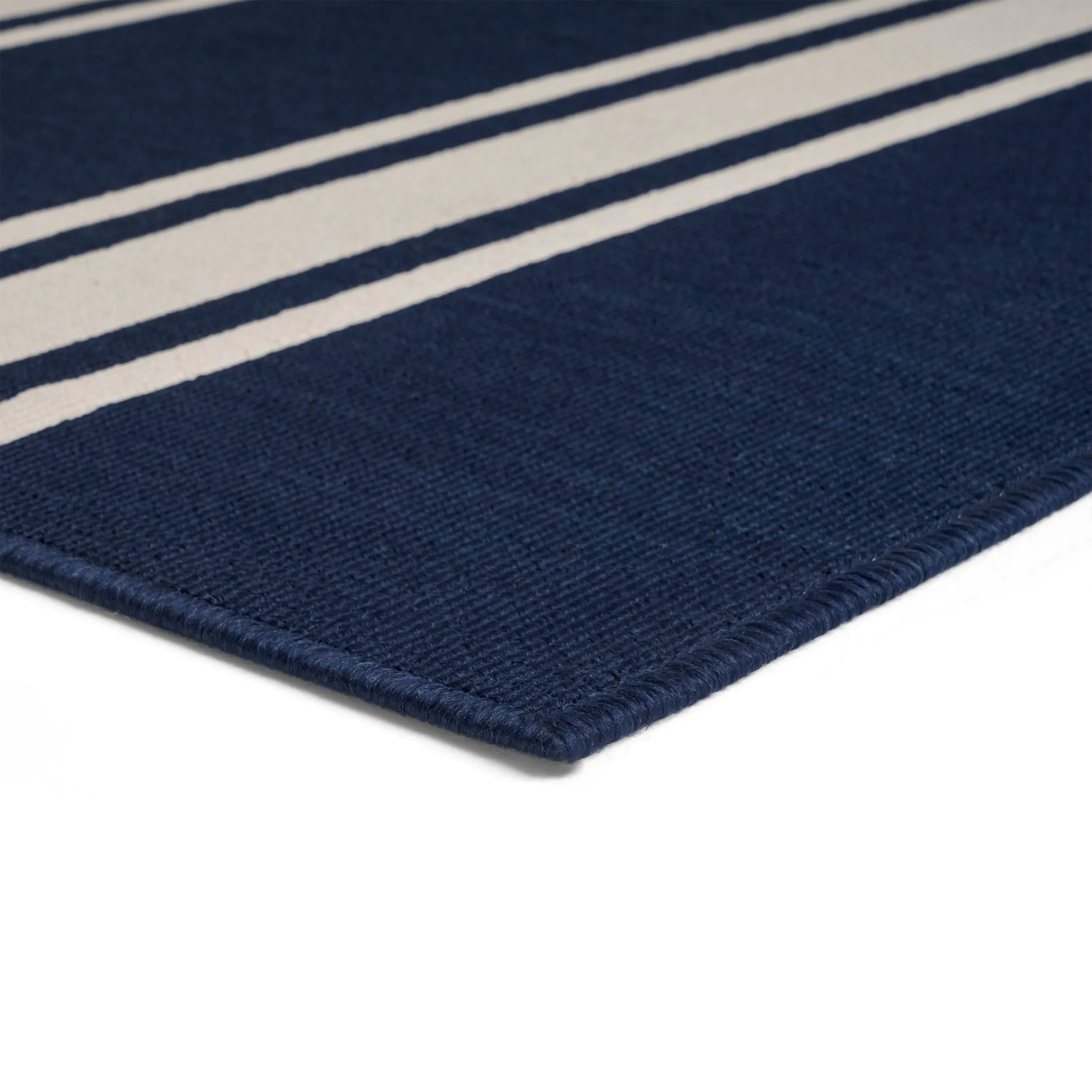 Outdoor Stripe Area Rug, Navy and Ivory - NH745803