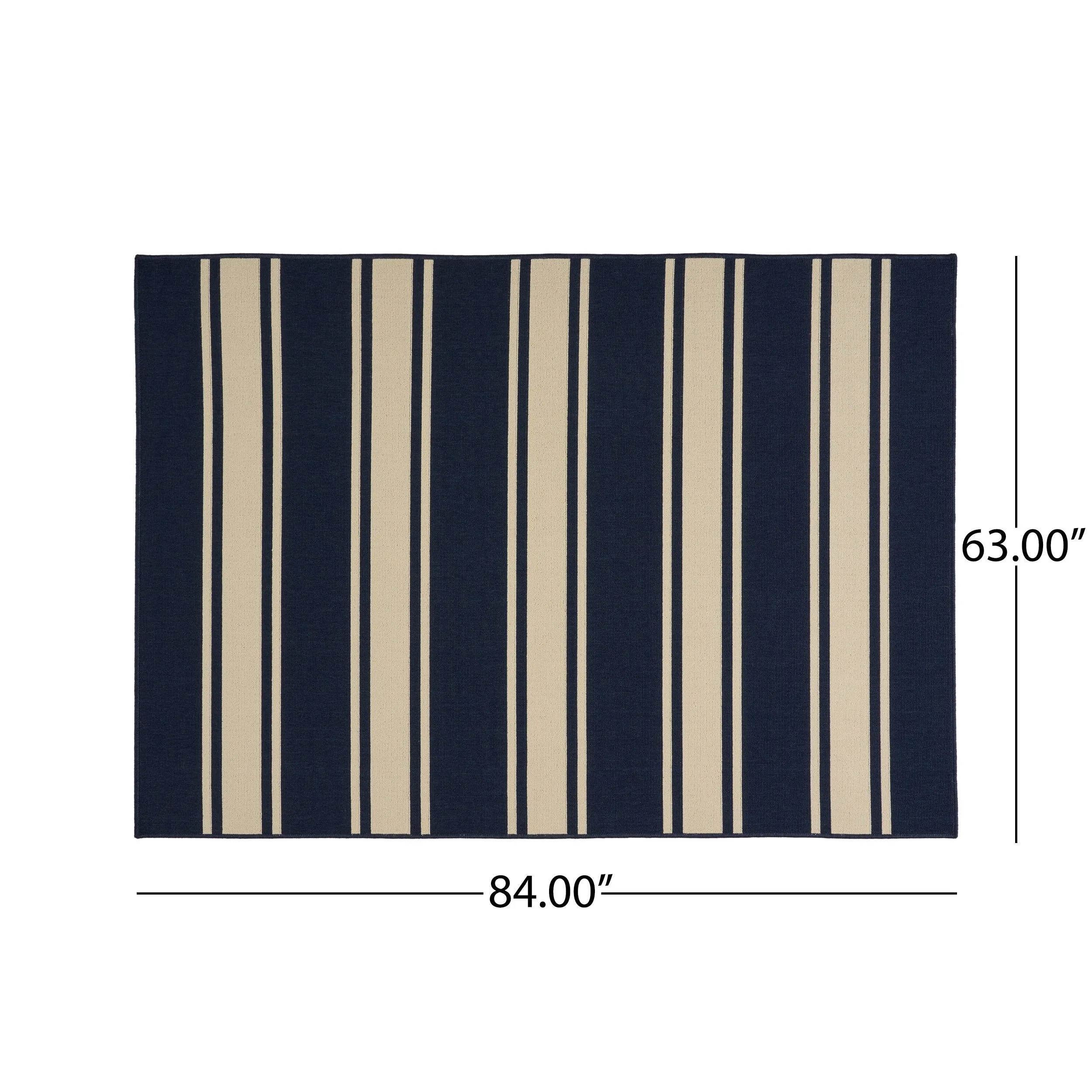 Outdoor Stripe Area Rug, Navy and Ivory - NH745803