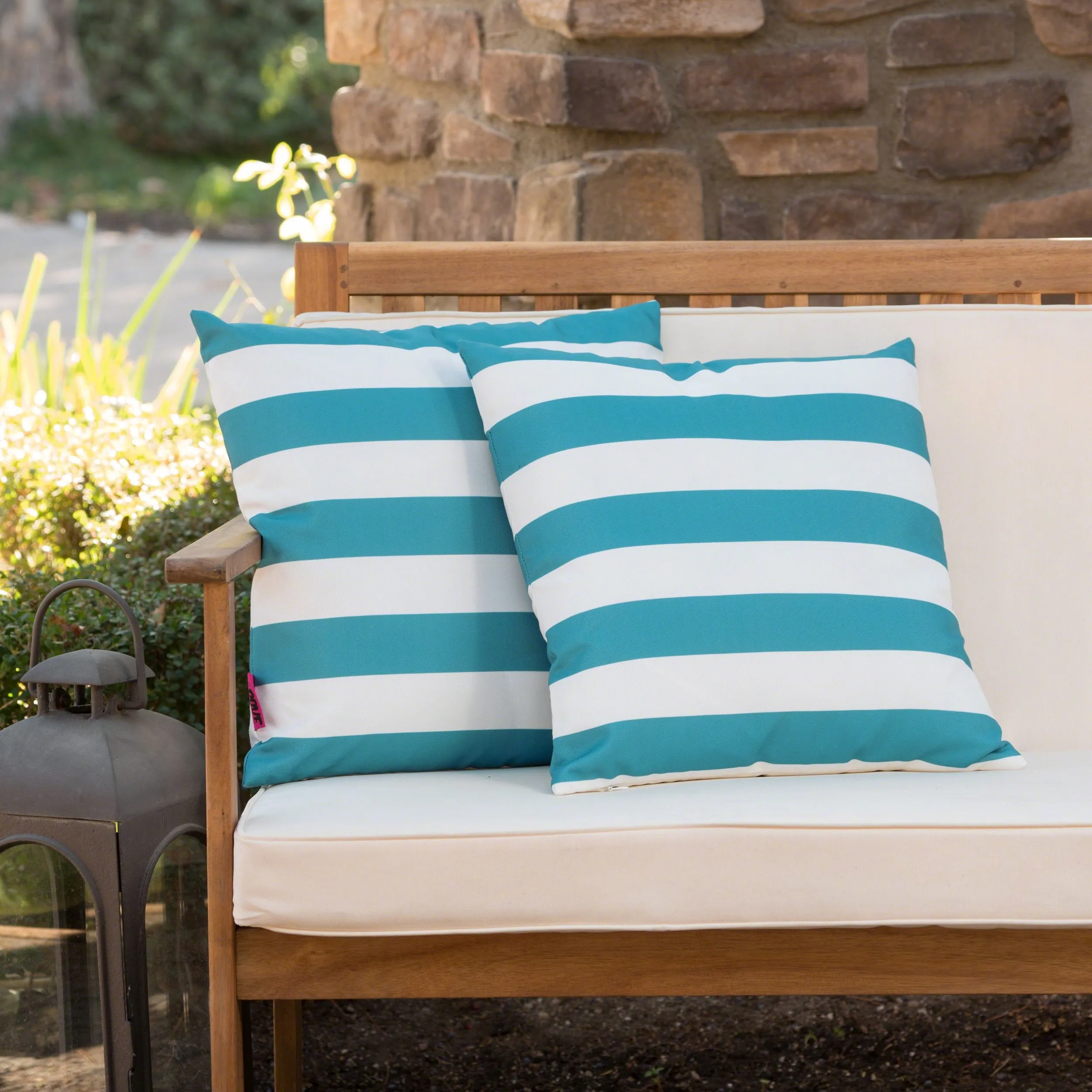 Outdoor Stripe Water Resistant Square Throw Pillow - NH949203