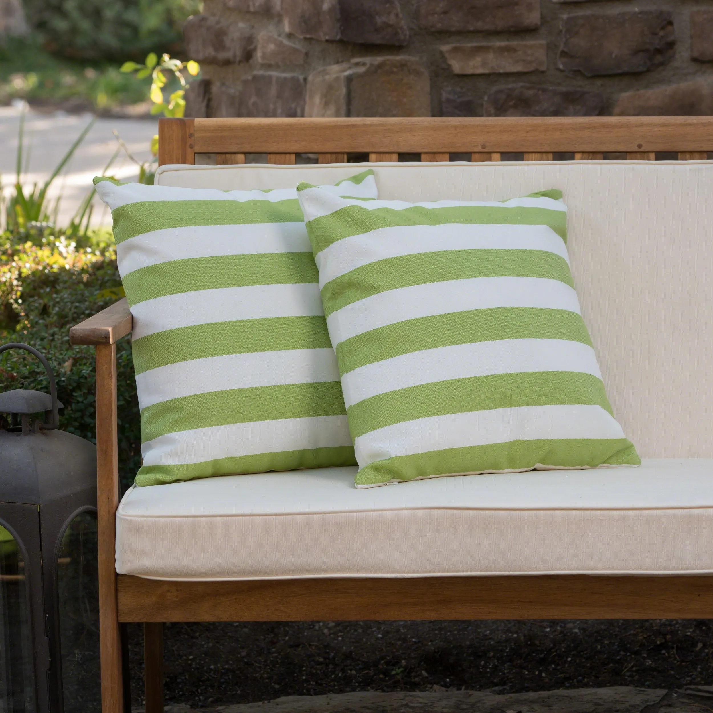 Outdoor Stripe Water Resistant Square Throw Pillow - NH949203