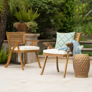 Outdoor Teak Finish Acacia Wood Arm Chair (Set of 2) - NH154992 chandelier, pendant light