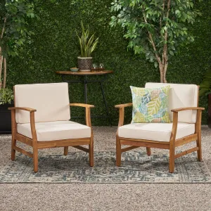Outdoor Teak Finished Acacia Wood Club Chairs with Water Resistant Cushion - NH222203 chandelier, pendant light