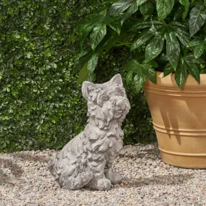 Outdoor Terrier Dog Garden Statue, Antique Gray Finish - NH552903 patio chairs, outdoor seating