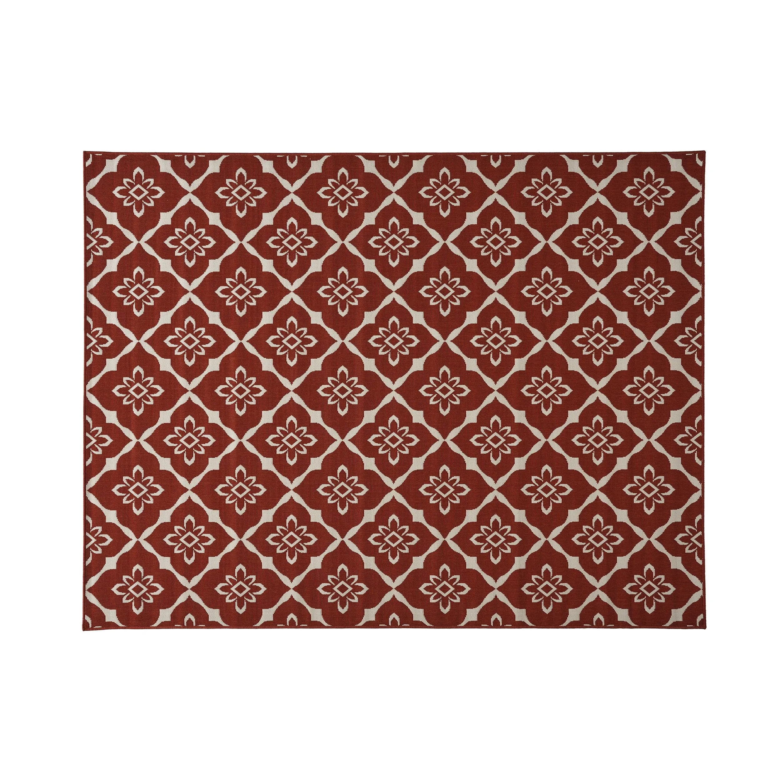 Outdoor Trellis Area Rug, Red and Ivory - NH565803