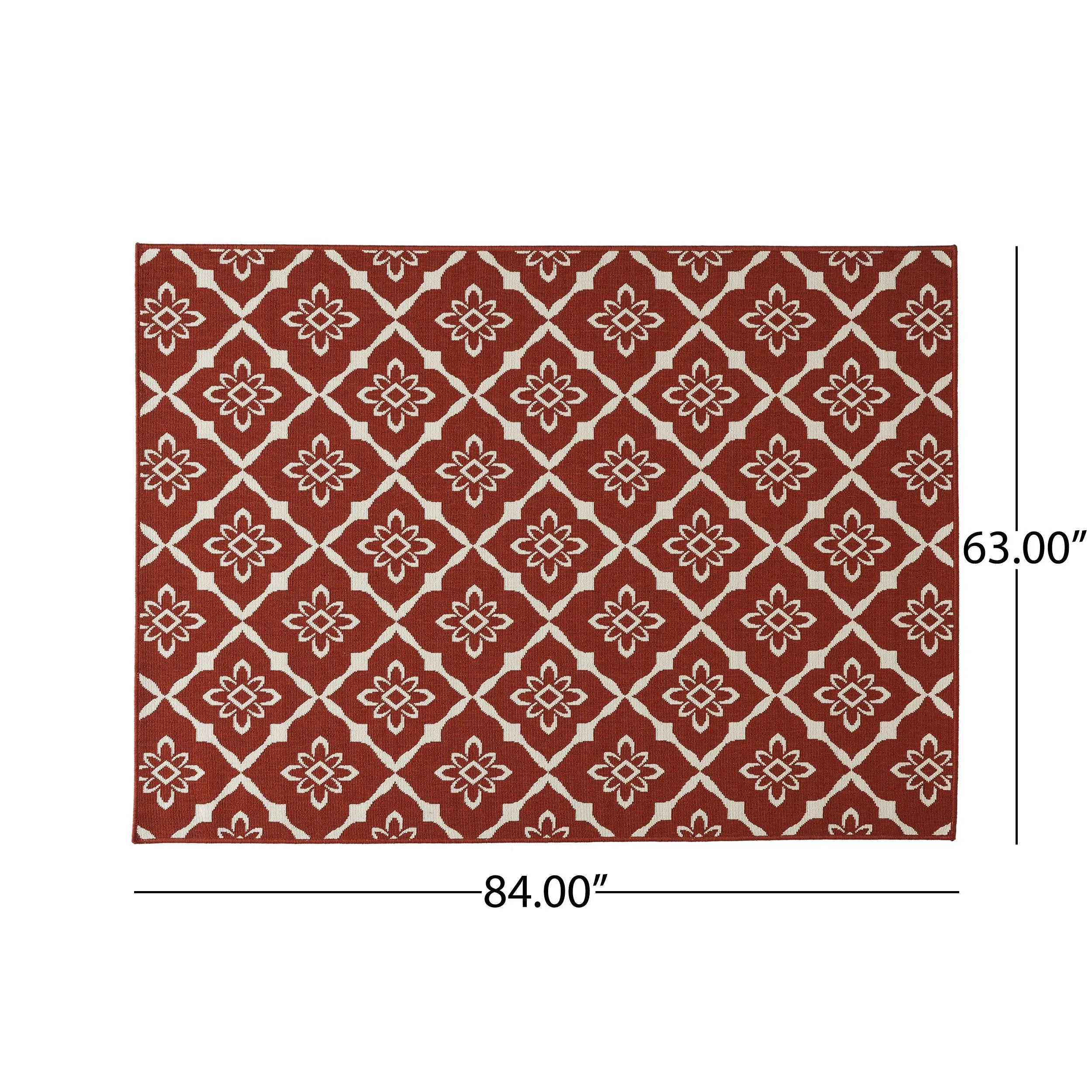 Outdoor Trellis Area Rug, Red and Ivory - NH565803