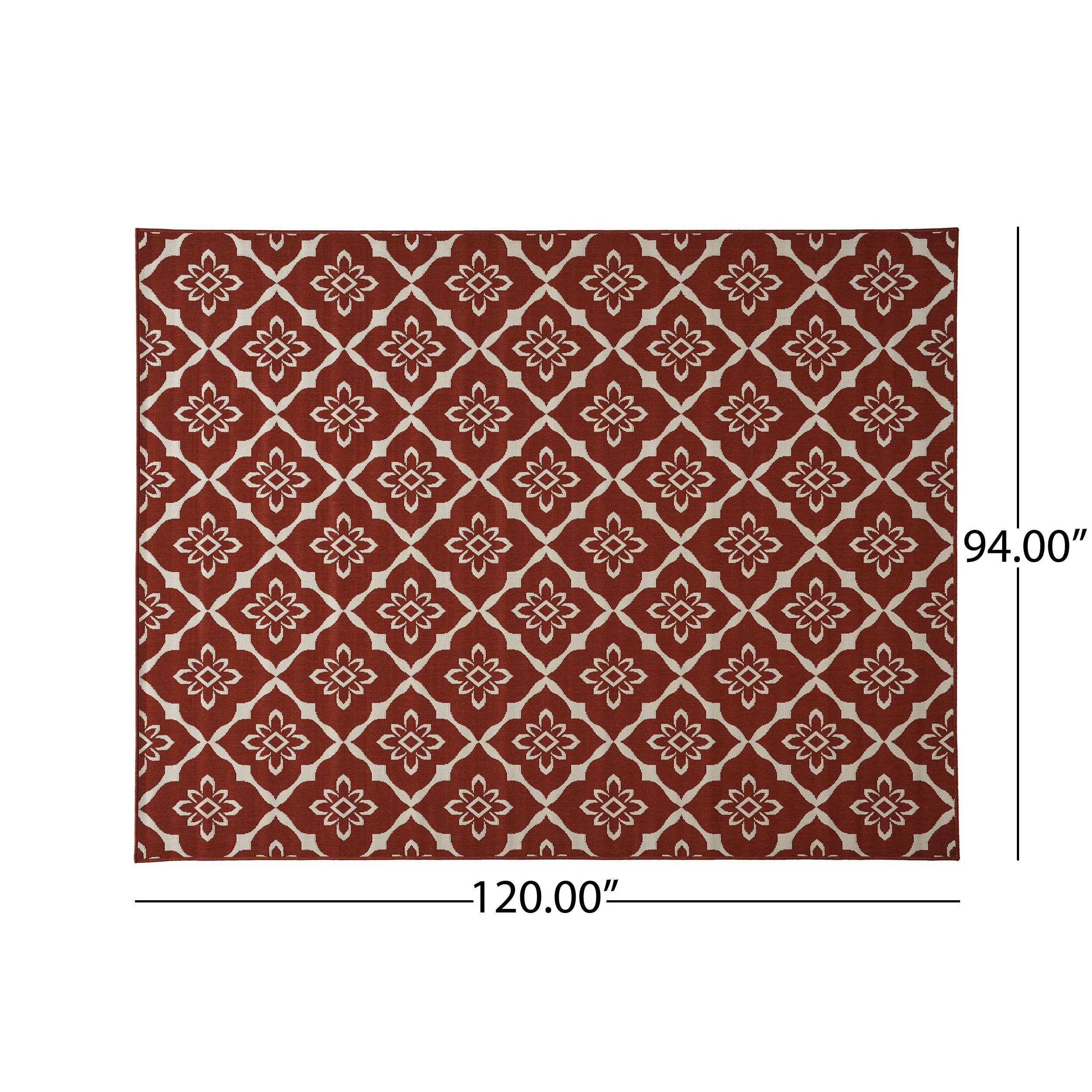 Outdoor Trellis Area Rug, Red and Ivory - NH565803
