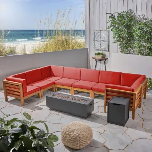 Outdoor U-Shaped Sectional Sofa Set with Fire Pit - NH701703 serving bowl, serving dish