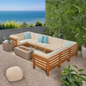 Outdoor U-Shaped Sectional Sofa Set with Fire Pit - NH790703 serving bowl, serving dish