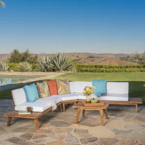 Outdoor V Shaped 4 Piece Acacia Wood Sectional Sofa Set - NH806203 serving bowl, serving dish